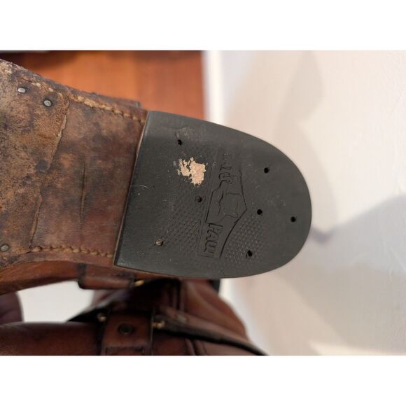 Vintage Brown Leather Harness Boots – Size 8.5–9, CAT/Vibram Sole, Moto Style - Picture 6 of 10